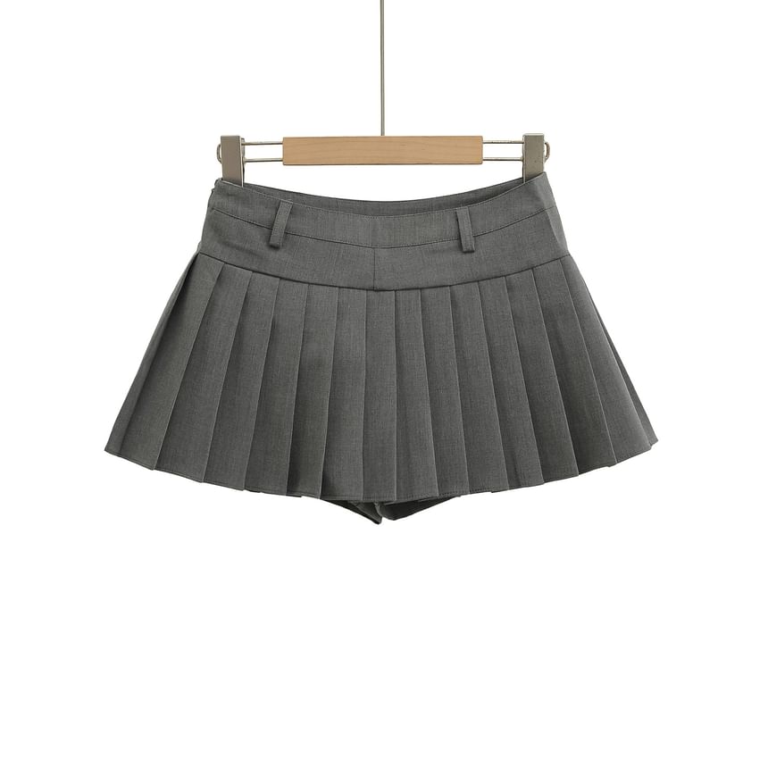 Pleated Micro Skirt with Low-Rise Band
