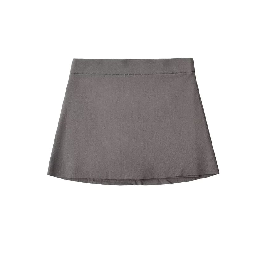 Soft Knit A-Line Mini Skirt in Solid Tone, Low Rise