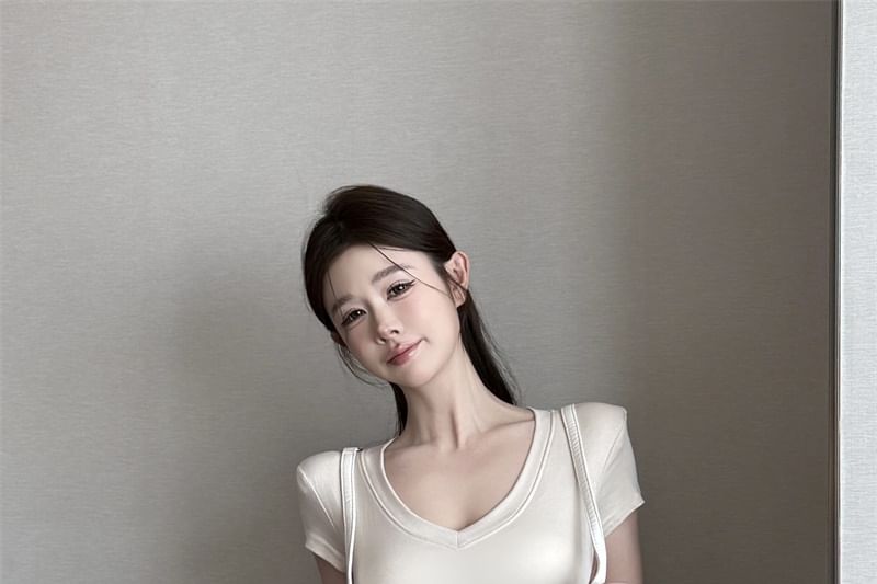 V-Neck Tee & Mini A-Line Skirt Duo