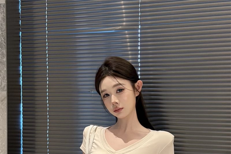 V-Neck Tee & Mini A-Line Skirt Duo