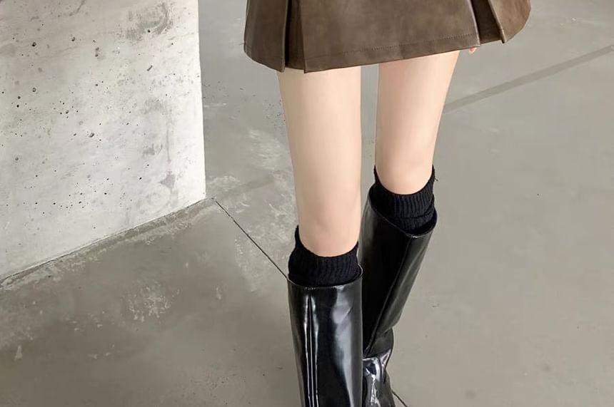 High-Rise Faux Leather Mini A-Line Skirt