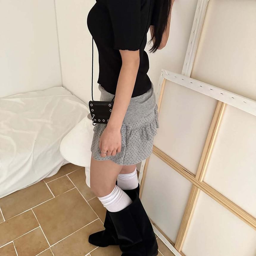 Mid-Rise Polka Dot Mini A-Line Skirt