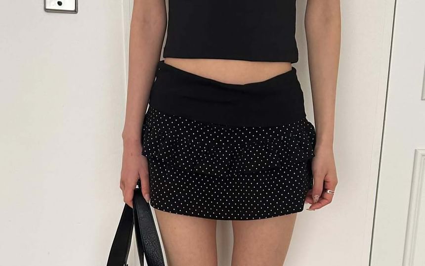 Mid-Rise Polka Dot Mini A-Line Skirt
