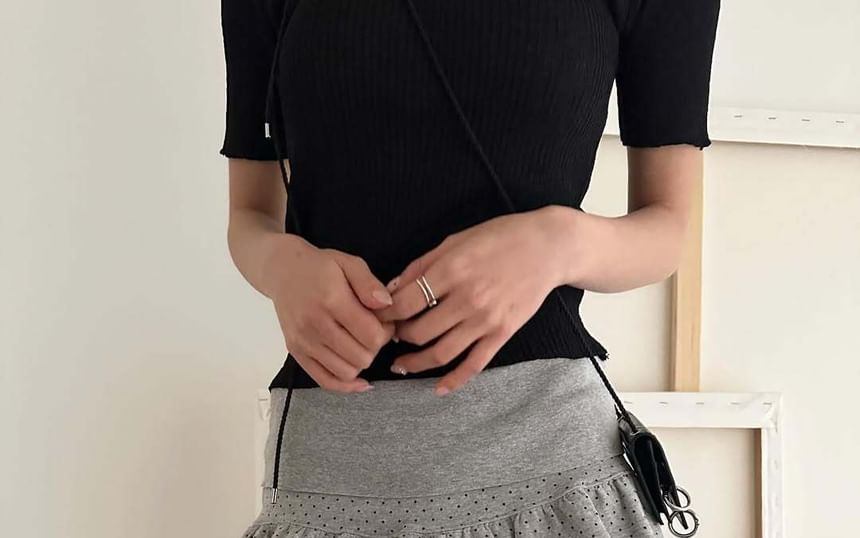 Mid-Rise Polka Dot Mini A-Line Skirt