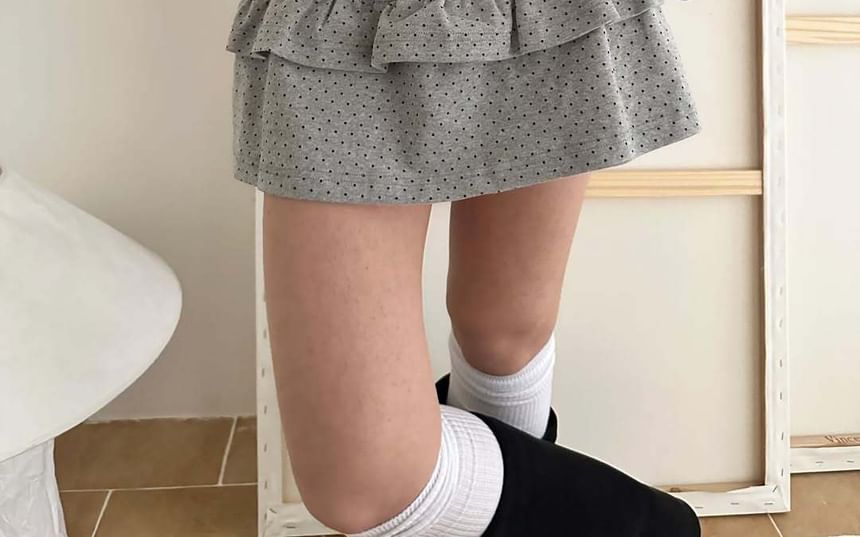 Mid-Rise Polka Dot Mini A-Line Skirt
