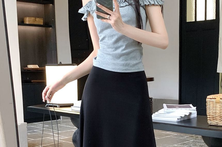 Mid-Rise Maxi A-Line Skirt