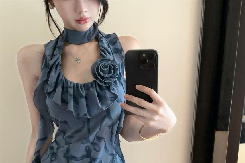 Sleeveless Ruffled Top & Pencil Skirt Combo