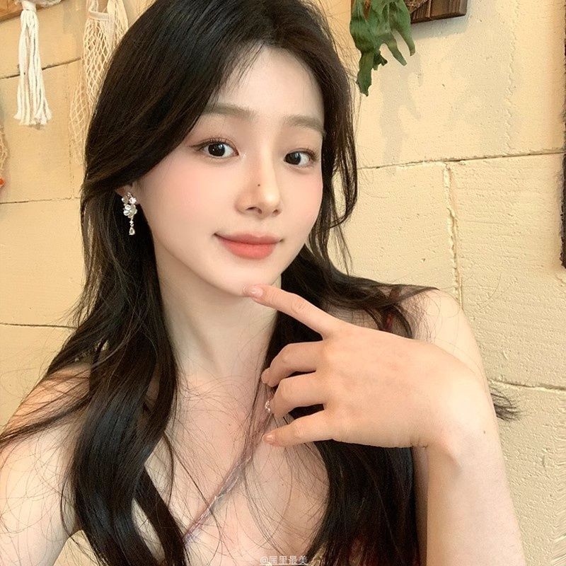 Earring Alloy Rhinestone Drop Floral