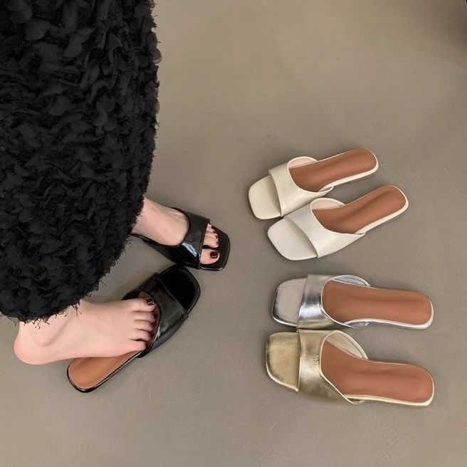 Square Toe Slide Sandals