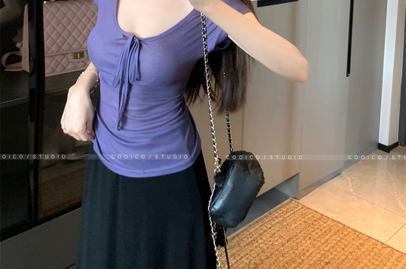 Scoop Neck Top & Maxi A-Line Skirt Pair