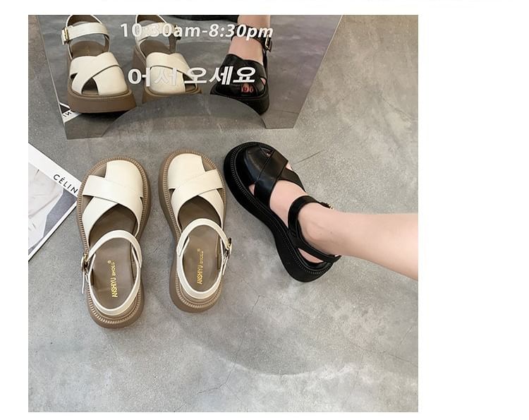 Leather Faux Sandals Platform