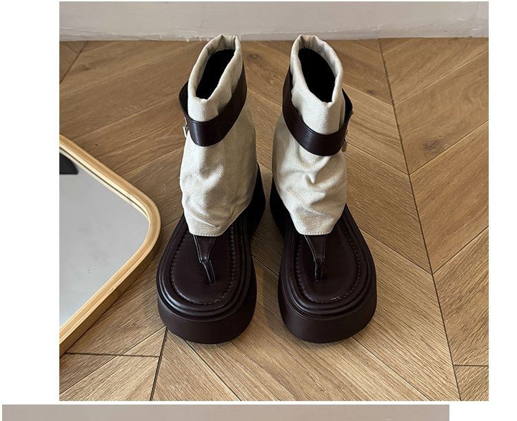 Thong Padlock Boots Panel Platform