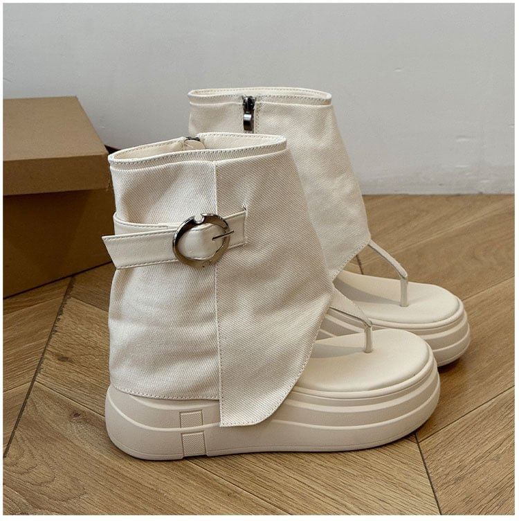 Boots Thong Platform Buckled