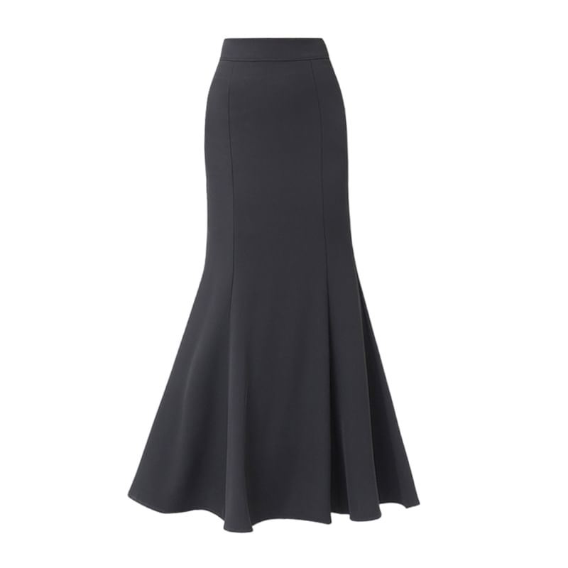 High-Rise Slit Midi Fishtail Skirt