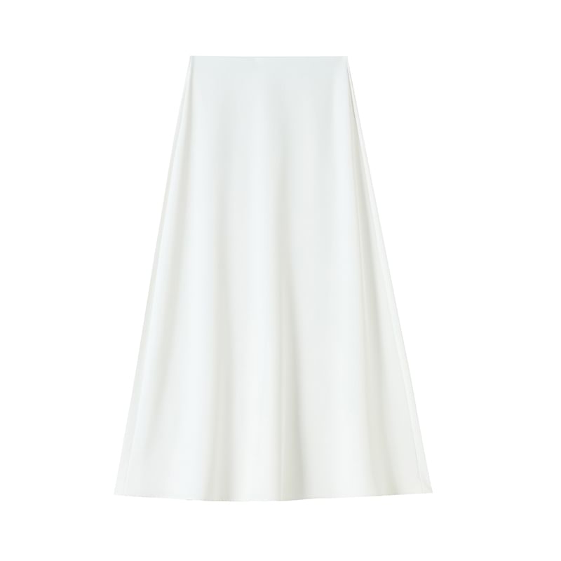 High-Waist Solid Maxi Flared Skirt