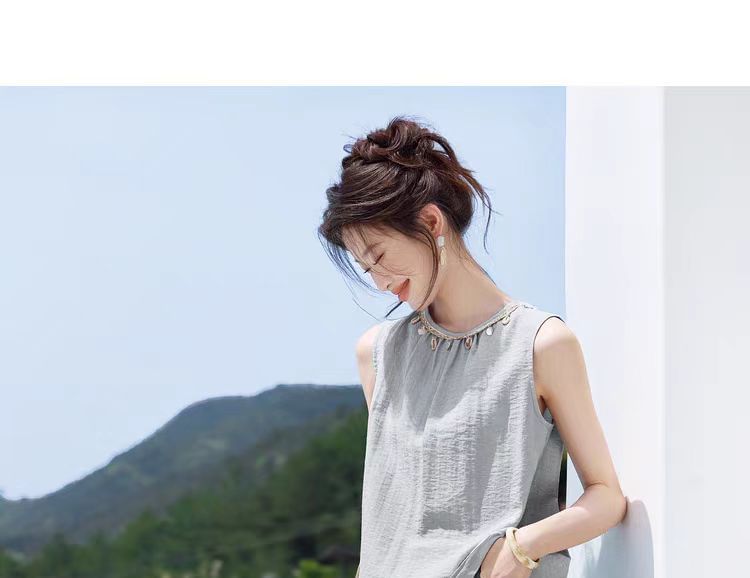 Set: Solid Tank Top with High-Waist Maxi Flared Skirt