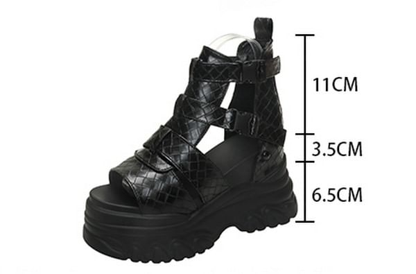 Platform Woven Buckled Sandals