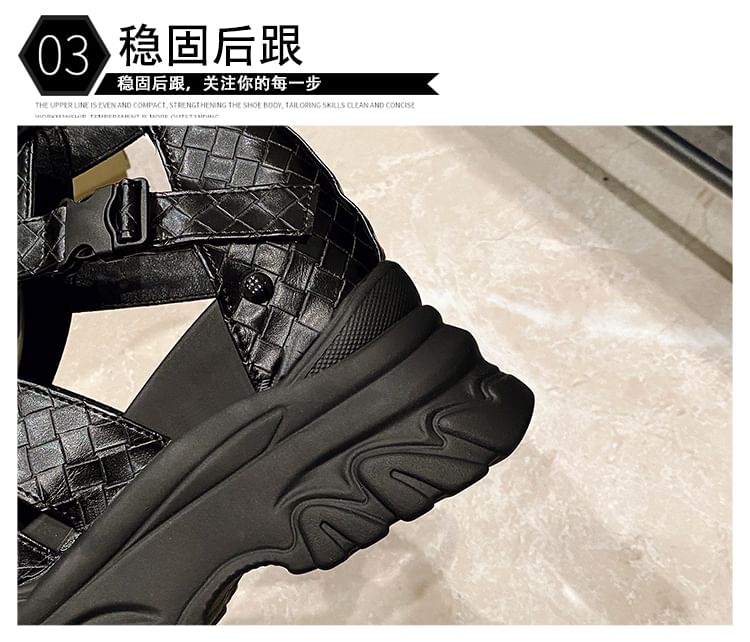 Platform Woven Buckled Sandals