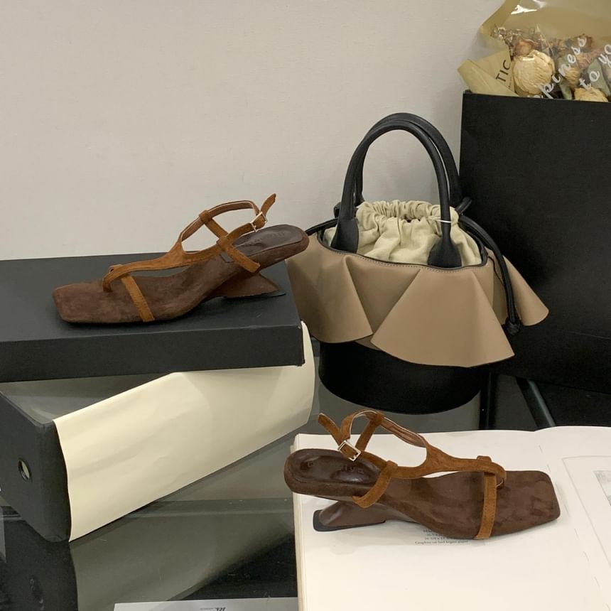 Low Heel Square Toe Sandals