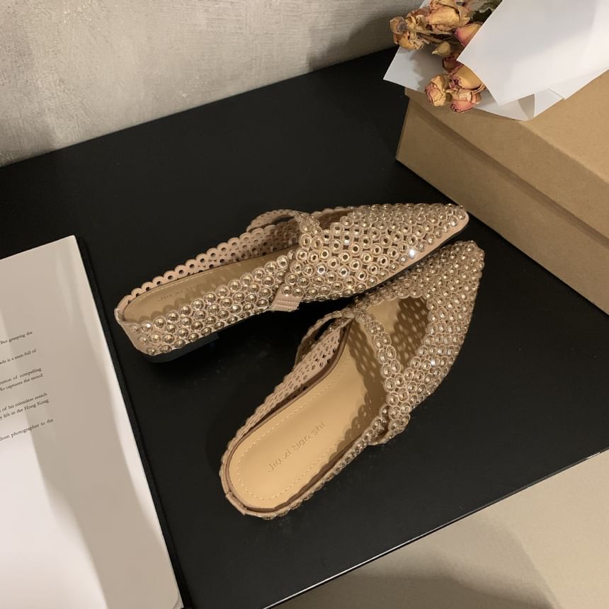 Pointy Rhinestone Mules