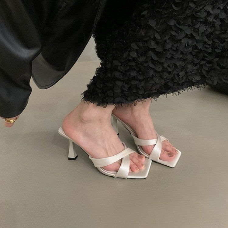High Heel Square Toe Sandals