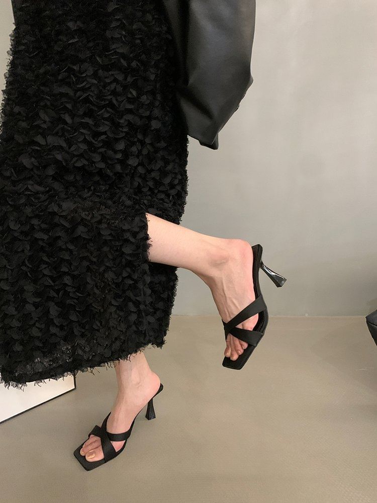 High Heel Square Toe Sandals