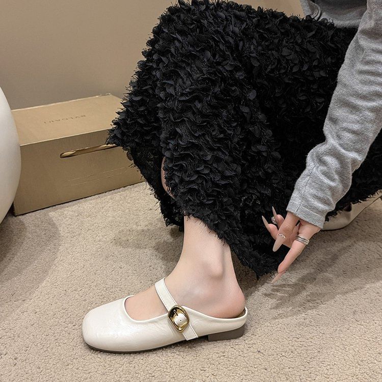 Square Toe Plain Mules