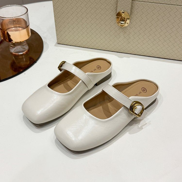 Square Toe Plain Mules