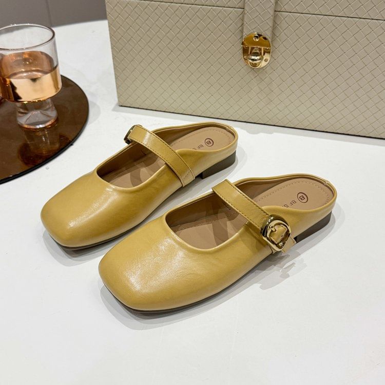 Square Toe Plain Mules