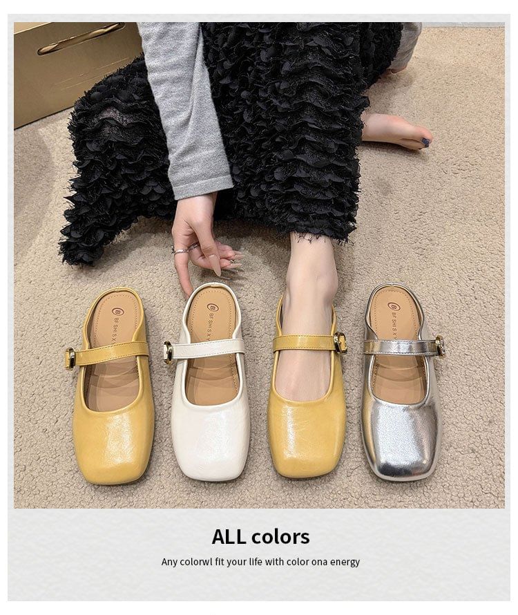 Square Toe Plain Mules