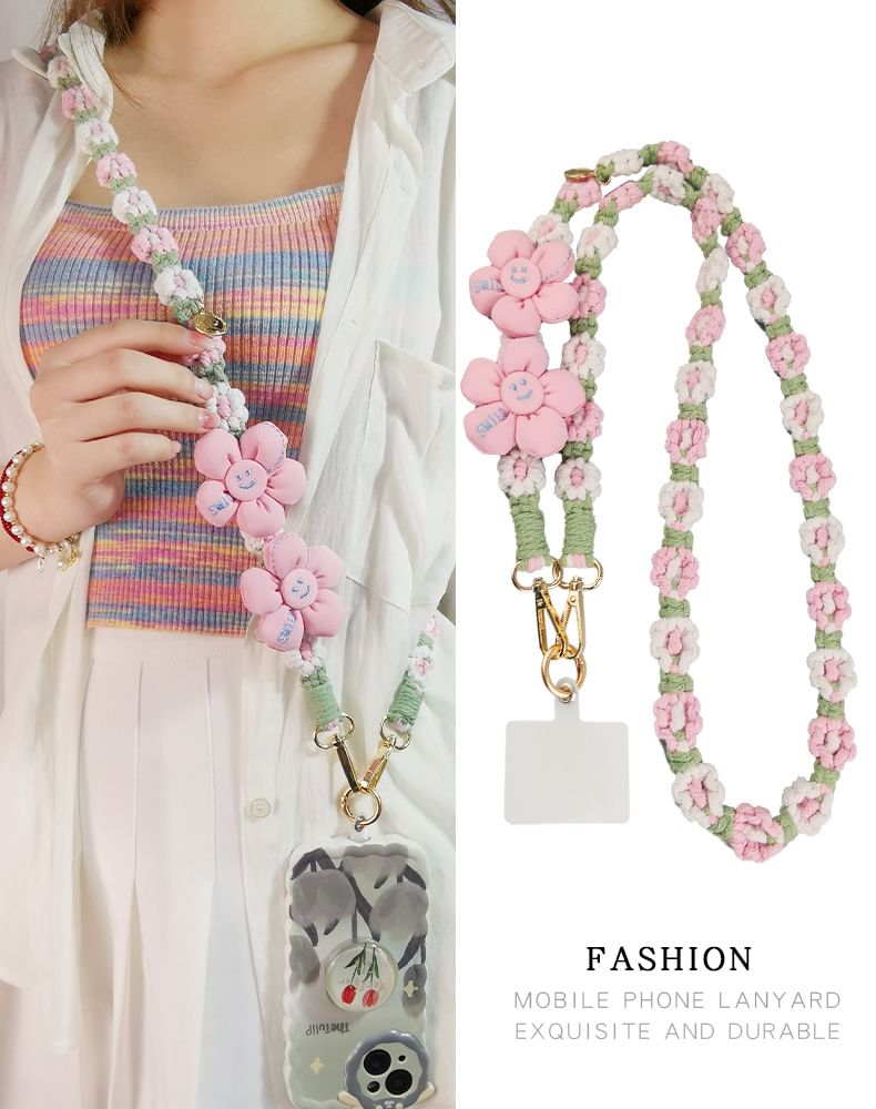 Phone with Pad Flower Lanyard
