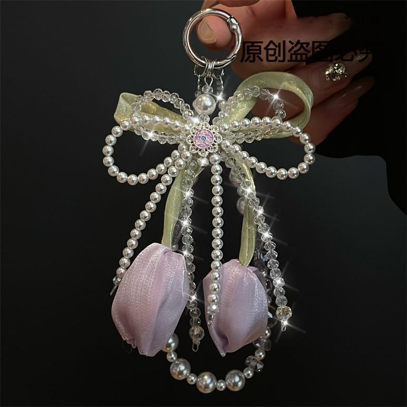 with Pearl Phone Pad Faux Lanyard