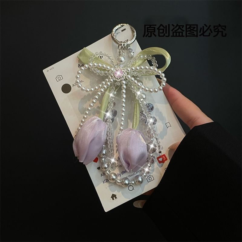 with Pearl Phone Pad Faux Lanyard