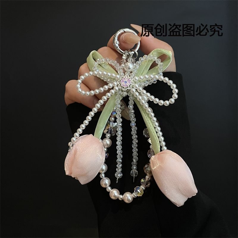 with Pearl Phone Pad Faux Lanyard