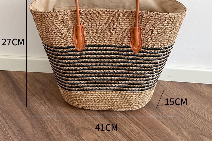 Straw Tote Striped Bag