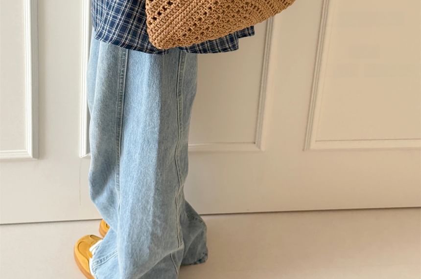 Knit Crochet Tote Bag Tassel