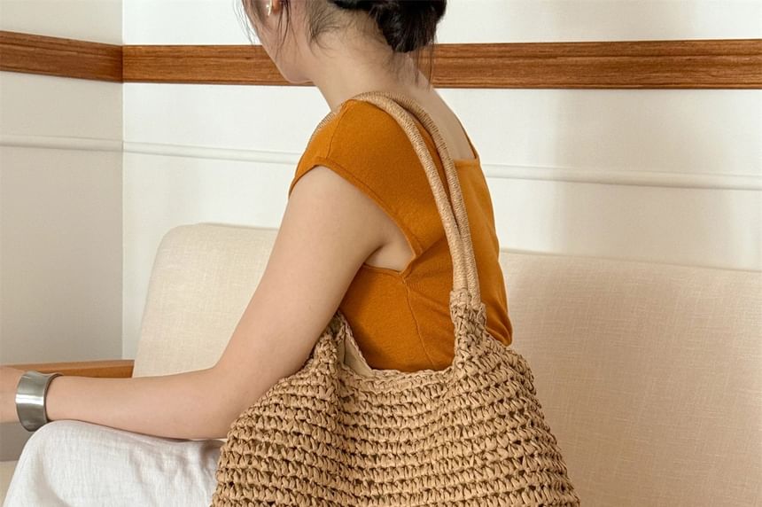 Plain Straw Tote Bag