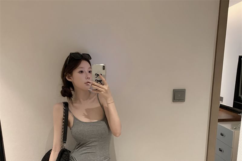 Spaghetti Strap V-Neck Striped Maxi A-Line Dress