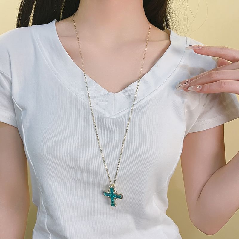 Pendant Chain Necklace Alloy Cross