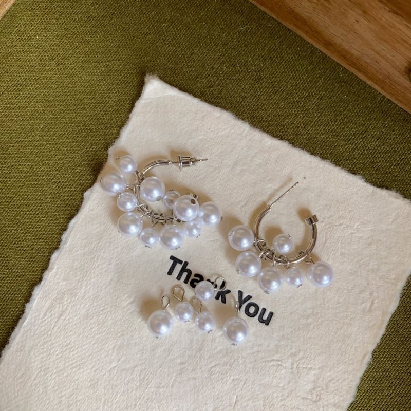 Earring Faux Pearl Hoop