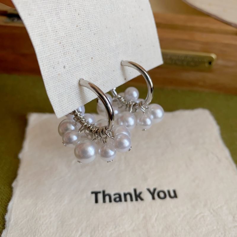 Earring Faux Pearl Hoop