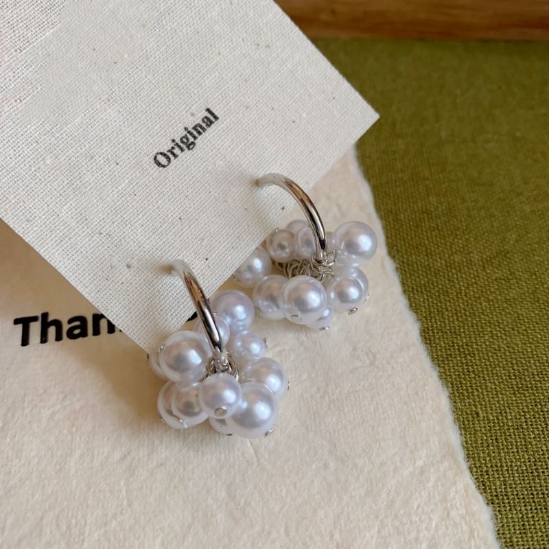 Earring Faux Pearl Hoop