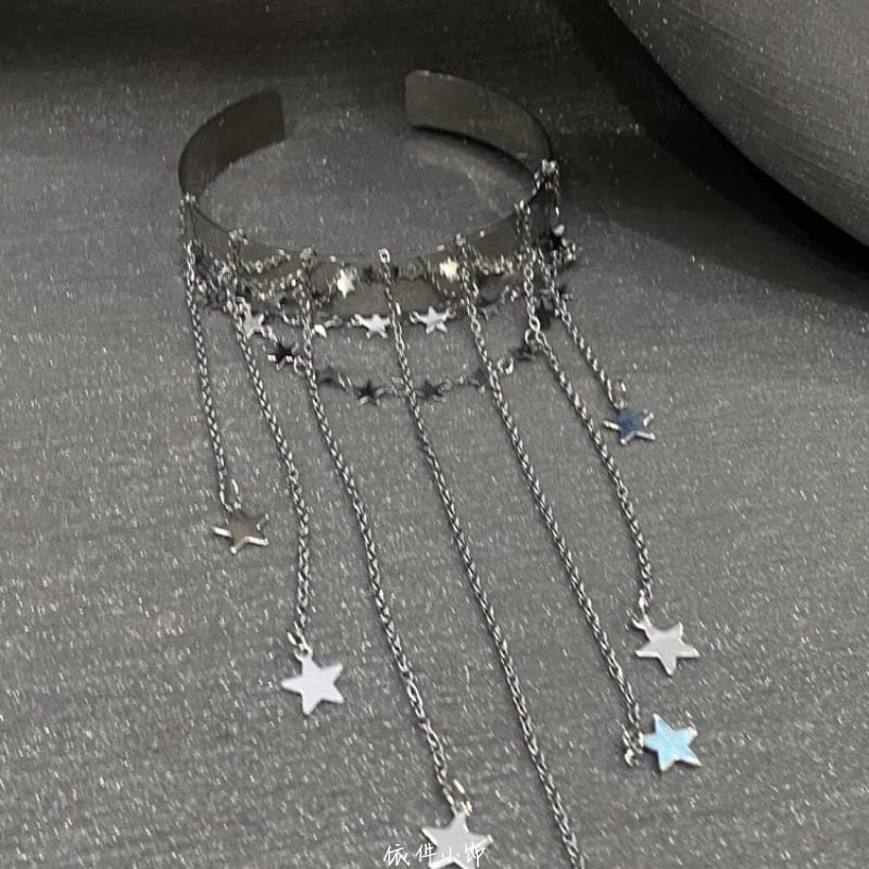 Fringed Bangle Chain Open Star
