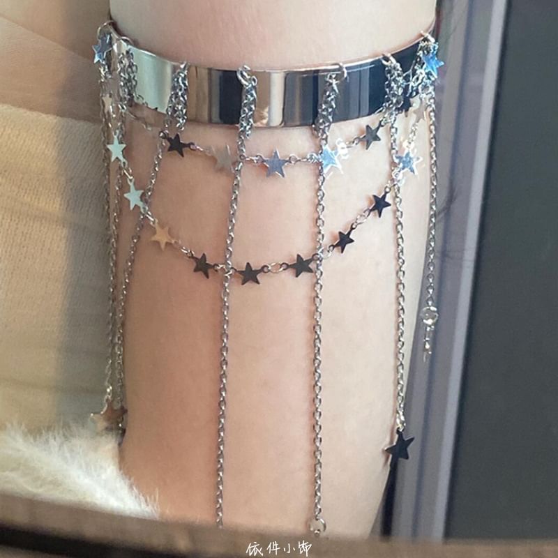 Fringed Bangle Chain Open Star