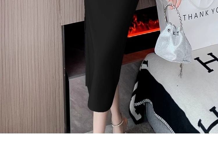 Sleeveless Sheath Midi Dress Plain