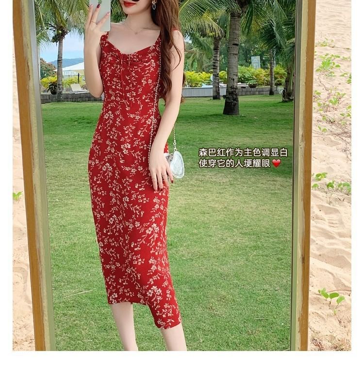 Dress Maxi Sleeveless Sheath V-Neck Print Floral