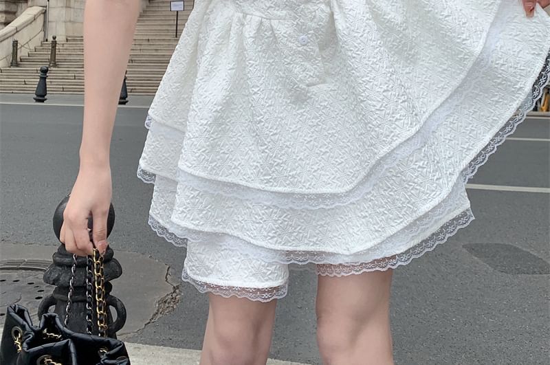 Mini Collar Short-Sleeve Dress A-Line Sailor