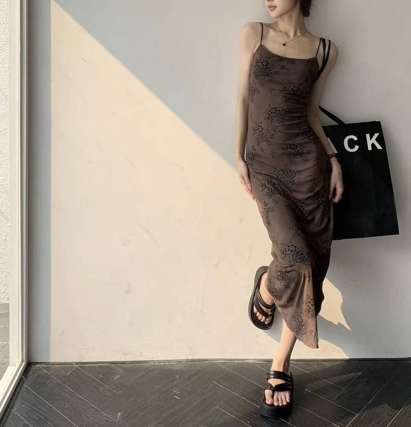 Dress Spaghetti A-Line Lace Maxi Strap