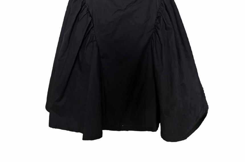 A-Line Neck Square Tie Plain Waist Back Open Mini Dress Sleeveless