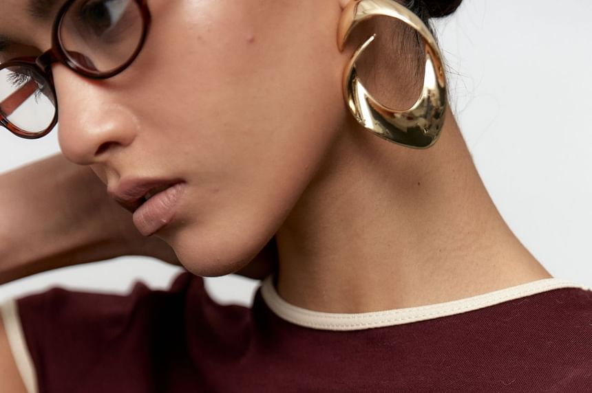 Contrast Slim Crew Tee Neck Short-Sleeve Trim Crop Fit